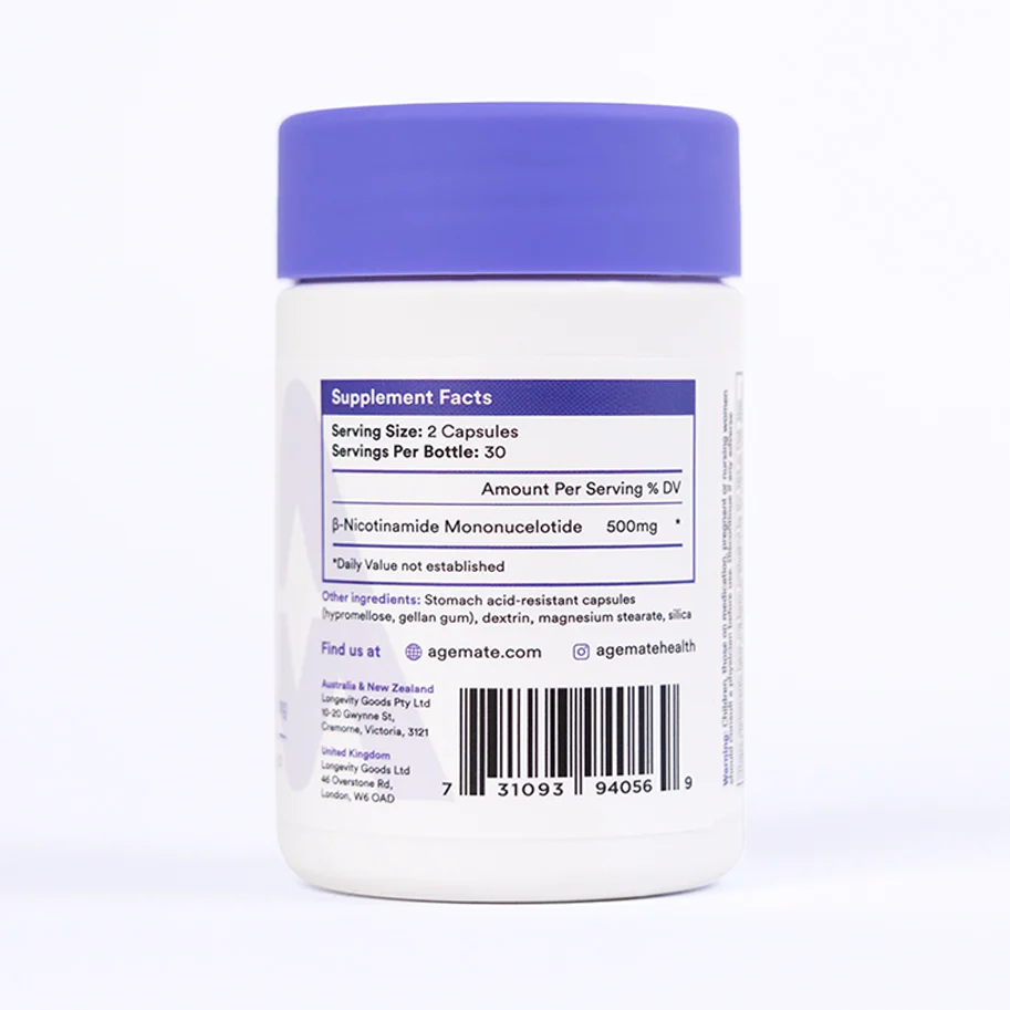3-Pack of NMN Supplement for NAD+ (60 x 250mg Capsules) - Image 2